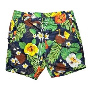 WESC size Medium/32 Tropical print swim trunks